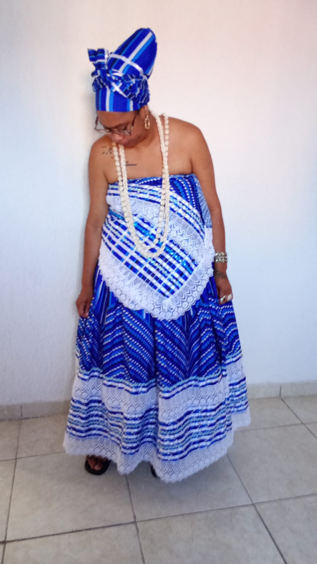 Conjunto Baianas Estampado Azul