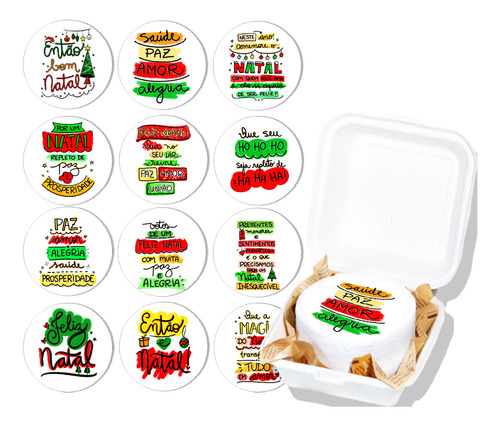 12 Papel De Arroz 9 Cm Cortado Bento Cake Frase Feliz Natal