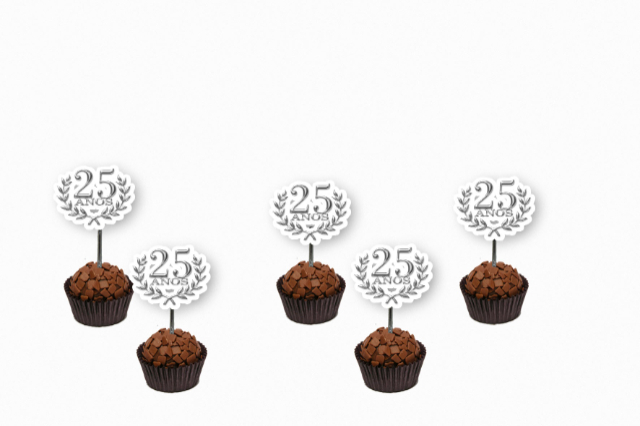50 Topper Tags Plaquinha Para Doces 25 anos bodas prata