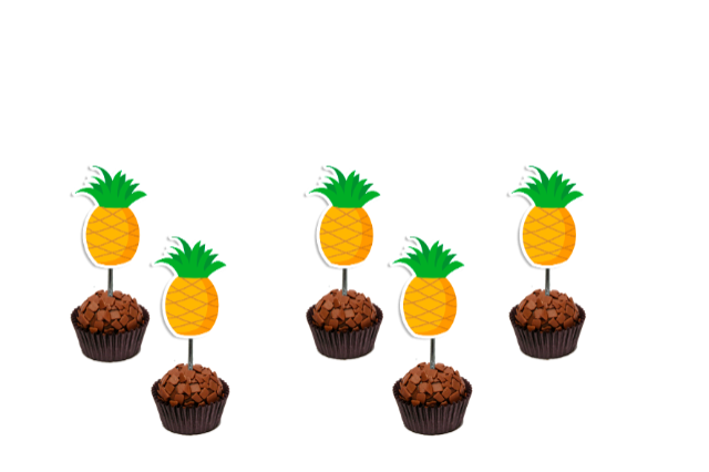 50 Topper Tags Plaquinha Para Doces abacaxi