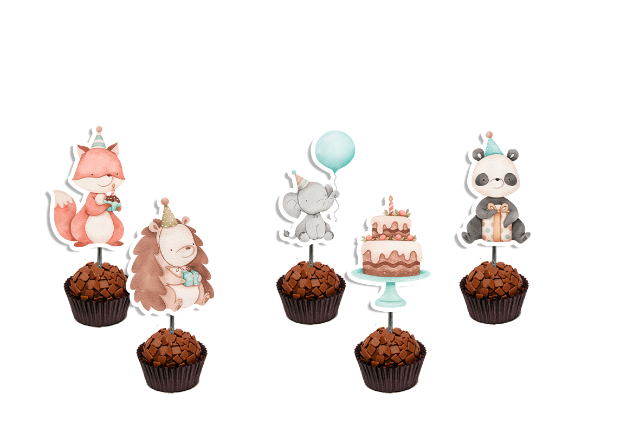 50 Topper Tags Plaquinha Para Doces animais festa de aniversrio