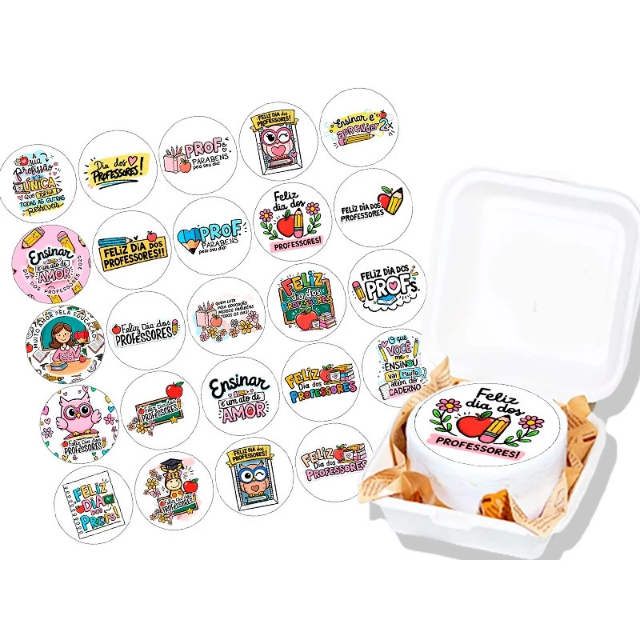 24 papel arroz comestvel para bento cake  mini bolo 9,5 cm Dia dos professores