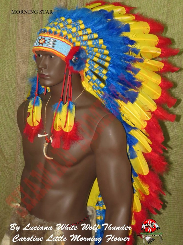 Cocar Indigena (Warbonnet) Morning Star Trailer Longo (700)
