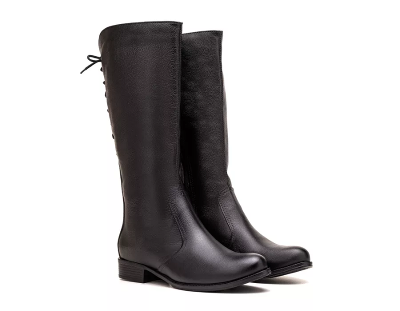 Botas Montaria Cano Alto De Amarrar Couro Leg�timo Preto REF. RTBT-F515PTO Disponibilidade: Pronta Entrega