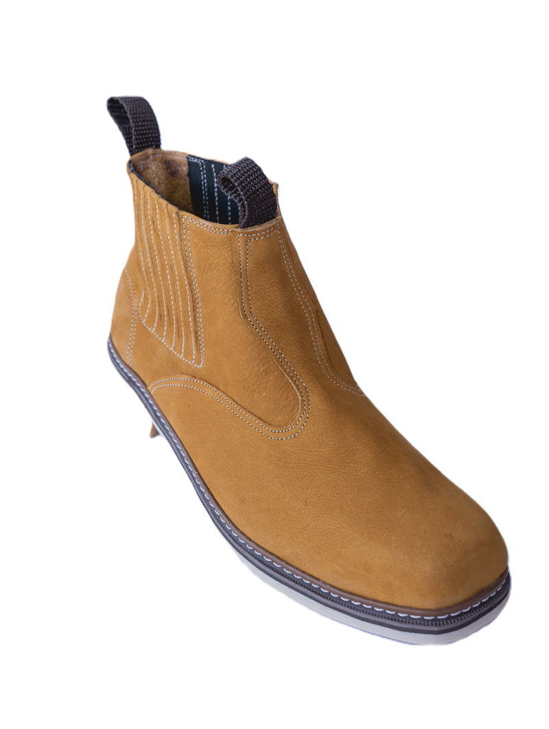 BOTINA MASCULINA COURO NOBUCK LEGITIMO AMARELA SOLADO LATEX - REF  N 002 BTN - BC