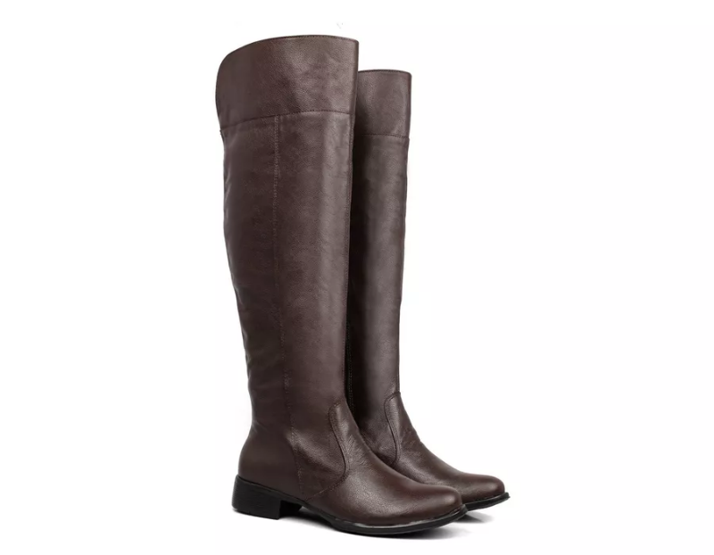 Botas Montaria Cano Alto De Ziper Couro Leg�timo Marrom,               REF. RTBT-F510CFE,              Disponibilidade: Pronta Entrega