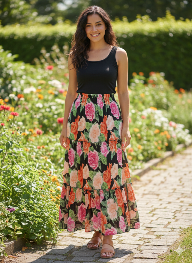 Saia longa floral 