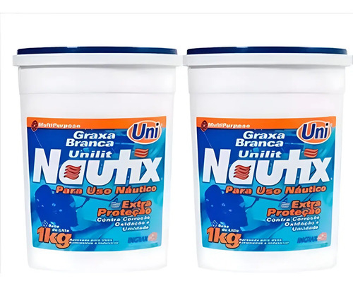 Graxa Branca Ingrax Nautica Unilit Nautix 1kg - Kit C/ 2