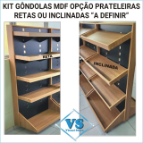 KIT GONDOLAS DE MDF 1 CENTRAl + 2 PONTAS 1,70 ALTURA COR AMADEIRADA