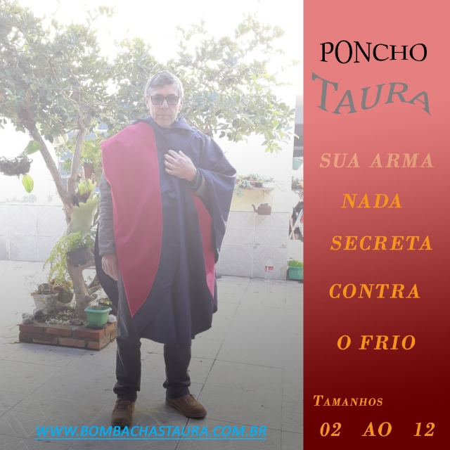 Poncho Taura. Microfibra impermevel na parte externa e l acrlica na parte interna.
