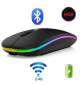 Mouse sem fio Recarregvel Bluetooth + 2.4 Ghz Luminoso - HMaston E-1300 Pro
