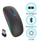 Mouse sem fio Recarregvel Bluetooth + 2.4 Ghz Luminoso - HMaston E-1300 Pro