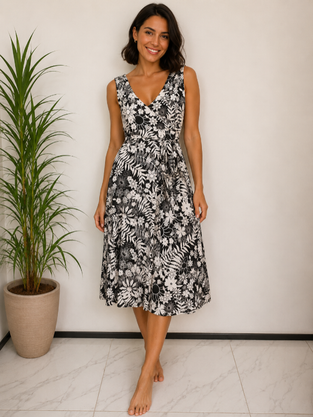 VESTIDO MALHA CHIFON - TAM=M - BUSTO=92 - CINTURA=82 - QUADRIL=100 - COMPR=112  (ref. 14439)