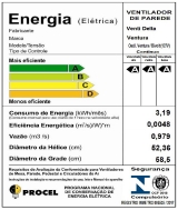 Ventilador de Parede 50cm Ventura Preto Venti-Delta - VP50VP