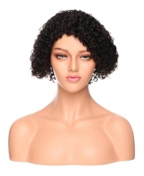 Peruca Wig Curta Uso Dirio Cacheada 100% Cabelo Humano Preto Natural 
