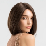 Peruca Curta Long Bob 50% Cabelo Humano + 50% Fibra Japonesa Uso Dirio Castanho