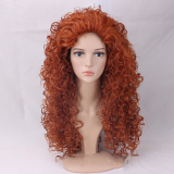 Linda Peruca Cacheada Cosplay Personagens Infantis Princesa Merida Valente Laranja