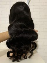 Peruca Front Lace Hd Parte U Central Imita Couro Preta Ondulada 55cm 100% Cabelo Humano Andreza