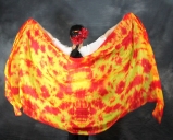 veu de seda Mesclado Amarelo com Vermelho