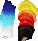 Par De Fan Vu Leque MISTO  1 Fogo + 1 Agua BRANCO COM AZUL