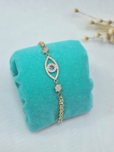 Pulseira elo portugus com pingente olho grego - MO13980