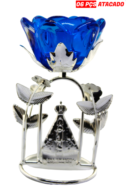 CASTIAL FORMATO DE ROSA EM VIDRO COM IMAGEM DE N.S.A  ALS-4141-8