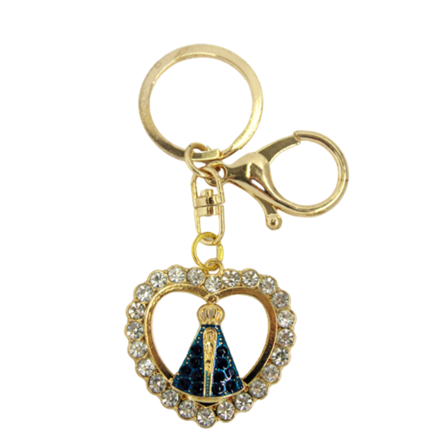 Chaveiro COD: 146 - Corao de Nossa Senhora com pedrinhas brilhantes