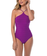 Body Newport Ultraleve DeMillus 98444 Em Microfibra Elstica Textura Listrada Elstico Brilhoso Nas Alas Tamanho nico (Veste 42 a 48) Cor Amora