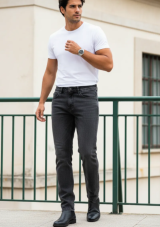 CAL�A JEANS ZOOMP MASCULINA  CORTE RETO / LOW EST BLACK ESTONADO-REF.UNI000996