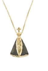 CONJUNTO CORRENTE COM PINGENTE NOSSA APARECIDA OURO 18K