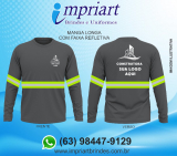 Camisetas e Uniformes para Construtora em Palmas - Tocantins com faixa refletiva (63) 98447-9129 cor cinza chumbo