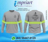 Camisetas e Uniformes para Construtora em Palmas - Tocantins com faixa refletiva (63) 98447-9129 cor cinza m�dio