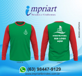 Camisetas e Uniformes para Construtora em Palmas - Tocantins (63) 98447-9129 cor verde bandeira mangas vermelhas
