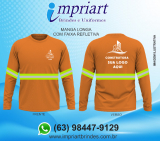 Camisetas e Uniformes para Construtora em Palmas - Tocantins com faixa refletiva (63) 98447-9129 cor laranjada