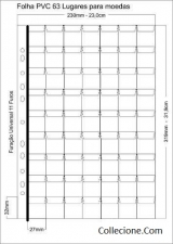 Kit 10 Folhas P/ 63 Moedas at tamanho 1 real - P/ Album Grande ou Gigante.