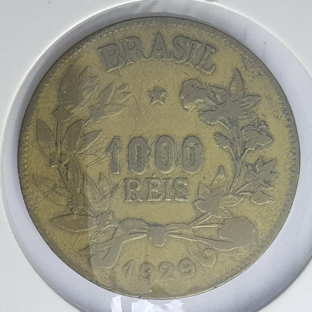 V132 Moeda Brasil Bronze Alumínio 1000 Réis 1929 V2298 por R$300,00