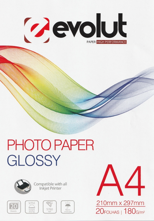 Papel Fotogrfico Glossy Evolut 180 Grm A4 - 20 folhas