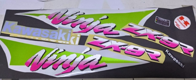 Jogo de adesivos ninja zx9r 96/99 branca e verde