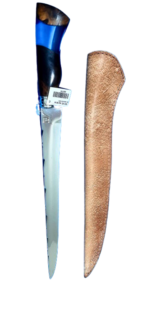 Faca BV Oceano Azul 12 Pol Cabo em Cristal Liquido e Radica de Imbua