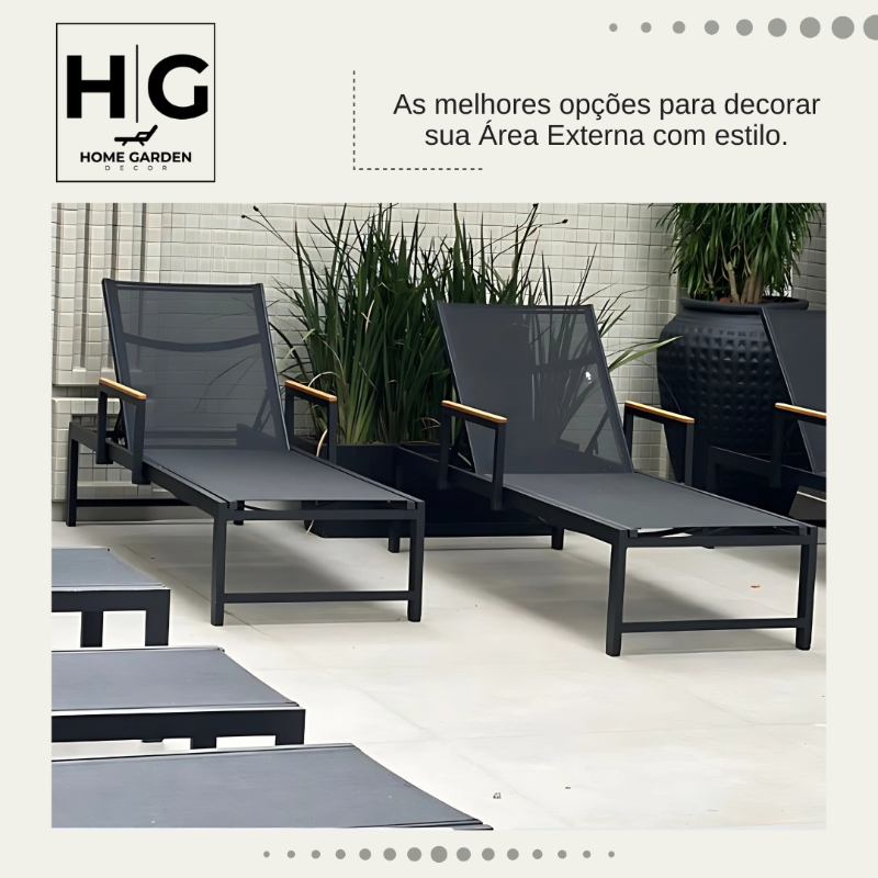 Espreguiadeira Canad Com Brao - Aluminio / Tela Sling 