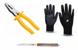 Ferramentas Mecnico Eletricista Luva + Alicate + Canivete 
