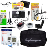 KIT DE ENFERMAGEM PRETO PREMIUM COM OX�METRO E GLICOSS�METRO