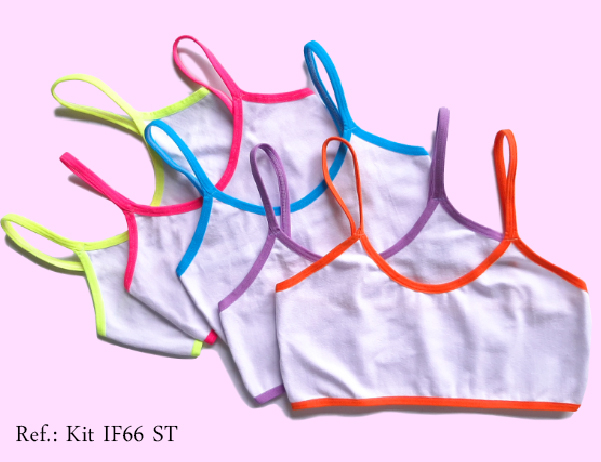 KTIF66 - KIT TOP INFANTIL COM ELSTICOS COLORIDOS - CONTM 2 PEAS DE CORES SORTIDAS