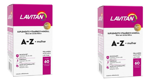  Kit 2 Caixas Lavitan Vitamina Sade Para Mulher 60cpr