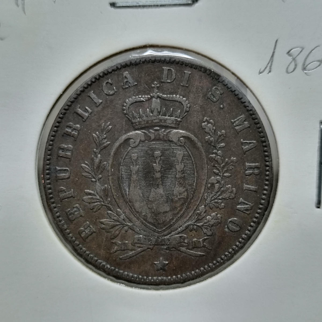 #1 San Marino 5 Centesimi 1864. A142