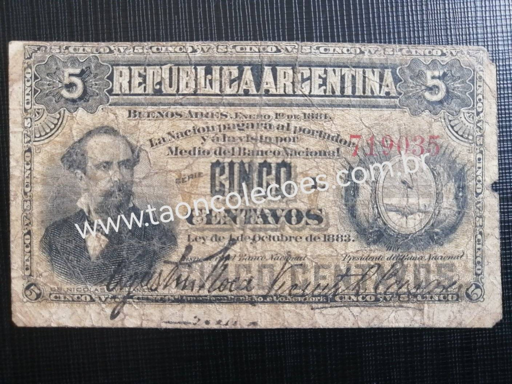 PICK-5 - ARGENTINA 5 CENTAVOS DE 1883 - MBC / N 719035 (RARA / 1883 COM DATA CATALOGADA 1884)