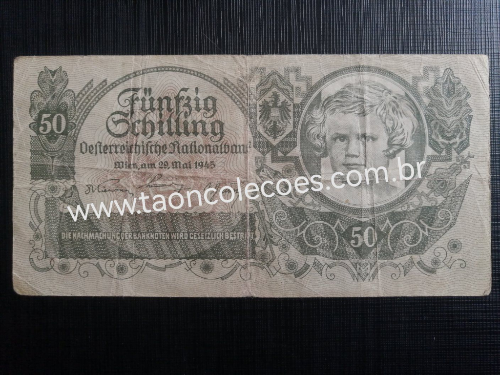 PICK-117 - AUSTRIA 50 SCHILLINGS DE 1945 - MBC / N 00042116 (ESCASSA)