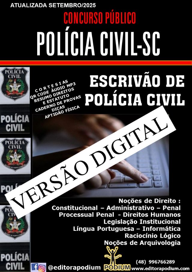 APOSTILA CONCURSO POLCIA CIVIL SC ESCRIVO DE POLCIA - VERSO DIGITAL 2025