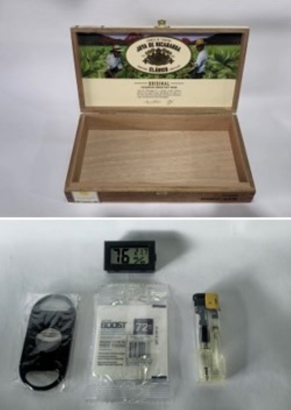 kit Umidor de Charuto JOYA DE NICARAGUA CLSICO + Higrmetro + Sach + isqueiro Maarico + Cortador / 28 x 15 x 4,5 cm