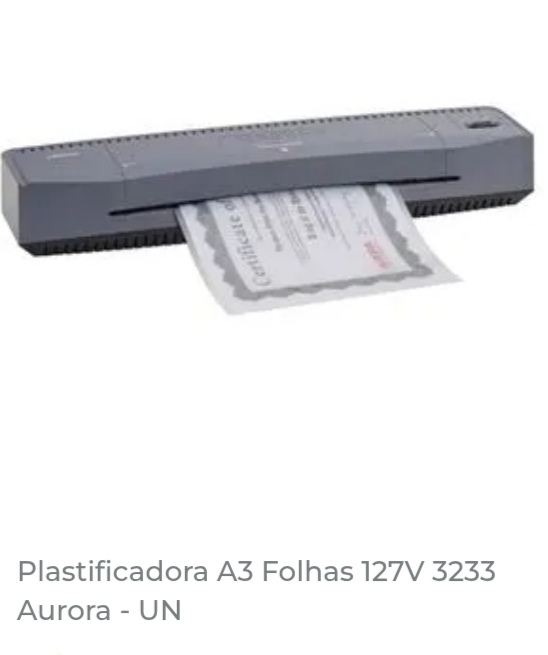 PLASTIFICADORA TAMANHO A3 GRANDE 127 V